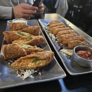 Santi&apos;s fried spring rolls and mozzarella sticks.