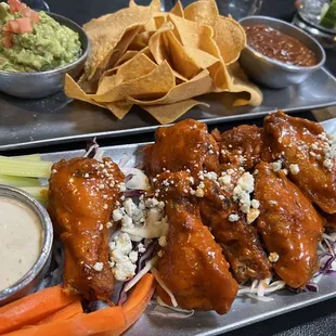 Buffalo wings and guacamole!