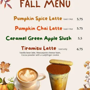 2024 Fall Seasonal menu!