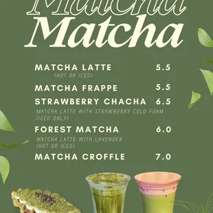 Matcha Menu!