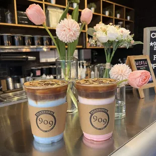 Butterfly Latte &amp; Pink Blossom Latte