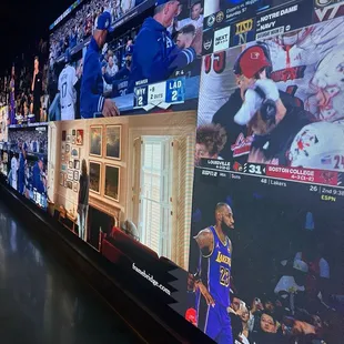 Many tvs on the display wall