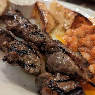 Lamb kabobs are delicious