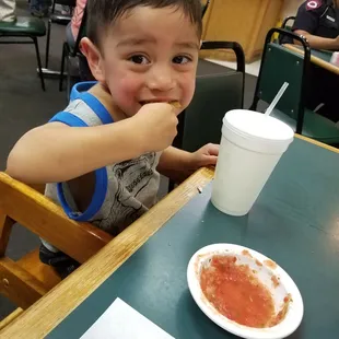 My grandson loved their salsa but if crave something with more kick, just ask...my husband did and it was even more delicious.
