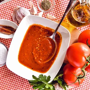 a bowl of tomato sauce