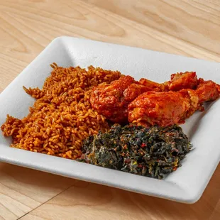 Jollof Rice w/ Spinach and Chicken