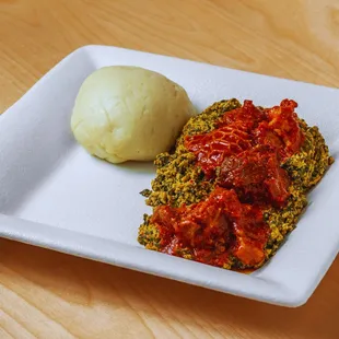 Pounded Yam (Fufu) with Egusi