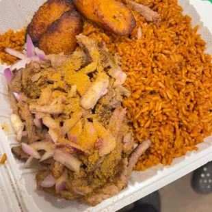 Beef Suya w/ Jollof &amp; Plantains