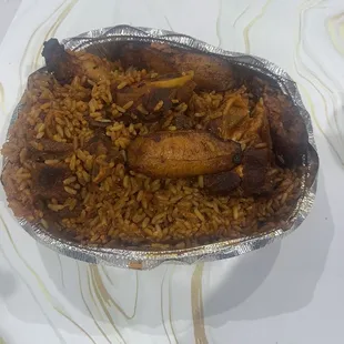 Smoky Jollof Rice Goat Meat Meal