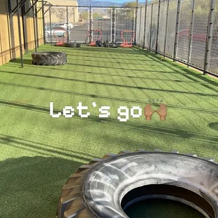 Tires and grass