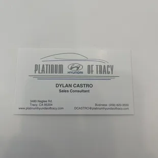 Dylan castro business card