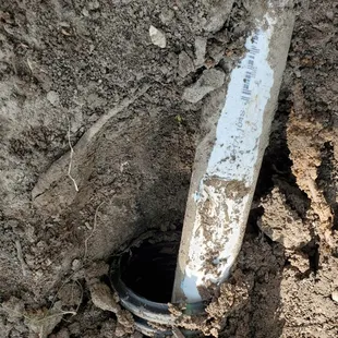 How they left the sump pump line transitioning to the French drain they installed