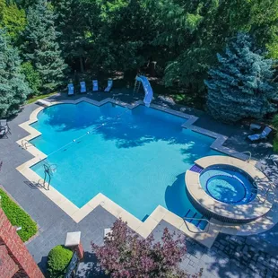 Beautiful pool from drone footage
