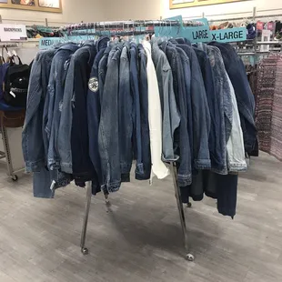 Jean jacket display for fall! Love it.