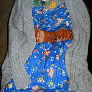 Got this cute outfit for $40. A&amp;F dress, belt, necklace, and cozy Mossimo sweater.