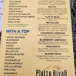 Happy hour menu