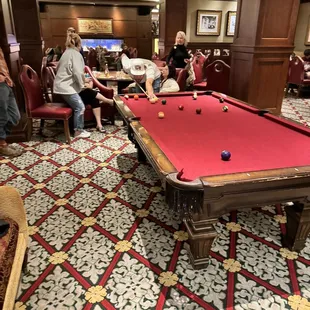 a pool table in the lobby