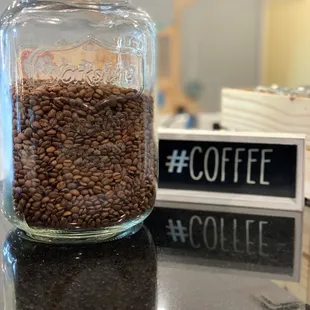 coffee beans in a jar