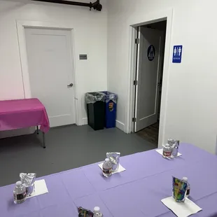 &quot;Small party room&quot; = back area next to the bathroom, staff room, and emergency exit
