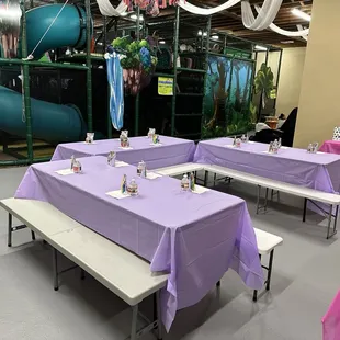 This is the party space (not &quot;room&quot;) we got moved to adjacent to the play area