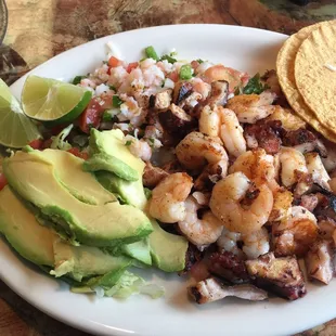 Two tostada combo on one plate