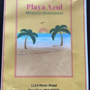 Playa Azul Menu