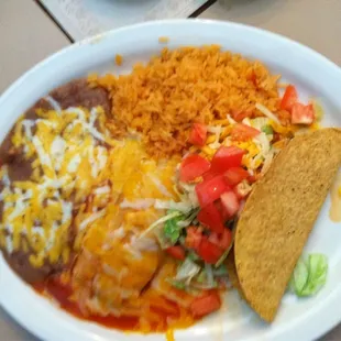 Cheese enchilada and chicken taco lunch special