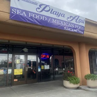 Signage above entrance.
