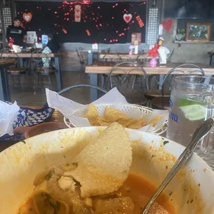 Decoration in background. Lotsa comped housemade chips..