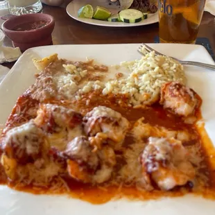 Camarones a la diabla con tocino. Tortillas hechas a mano!