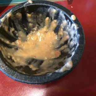 This is how good the bean dip is ... Empty!