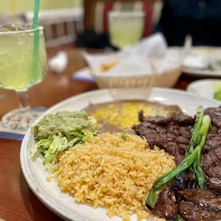 Carne asada plate w/a margarita