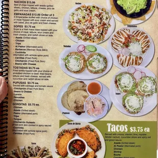 a menu for a mexican restaurant