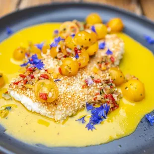 Sesame-Crusted Halibut ($37)