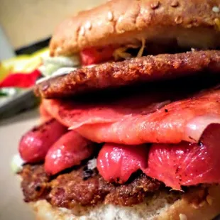 a close up of a sandwich