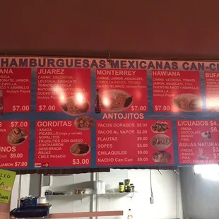 mexican food menu