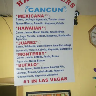 5 different burgers to choose from...