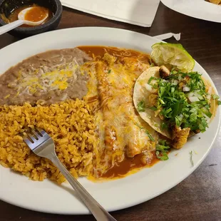 2  enchiladas and 1 taco. $12.95