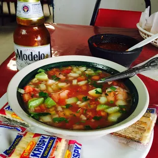 Small Shrimp cocktail and a cold Modelo to combo it!