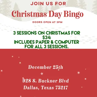 Charitable BIngo hall in Dallas at 928 S. Buckner Blvd., Dallas, Texas 75217.  Come win over $5,000 a night!!