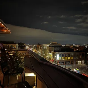 a view of a city at night