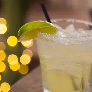 A house margarita on the outdoor patio