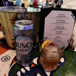 Old Fashioned and a bucket of beer!