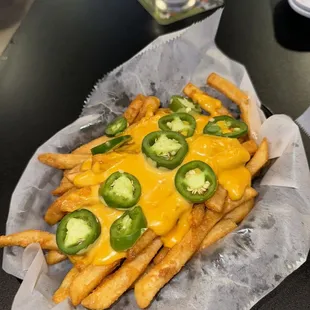 Fries + cheese &amp; jalapeños, can't go wrong with that
