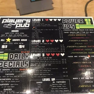 Menu. Industry night folks.