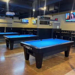 pool tables and televisions