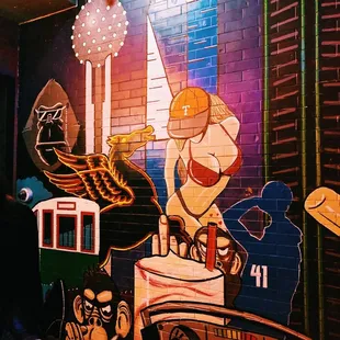 a mural of a cartoon character