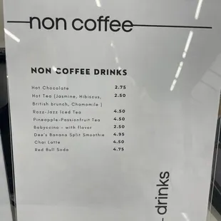 Drink menu