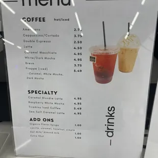 Drink menu