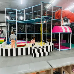Ball pit in the front, also there's on in the toddler area.